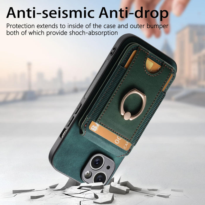 For Iphone 15 Retro Splitable Magnetic Stand Card Bag Leather Phone Case