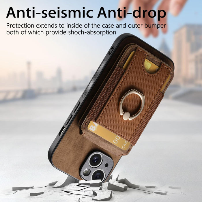 For Iphone 15 Retro Splitable Magnetic Stand Card Bag Leather Phone Case