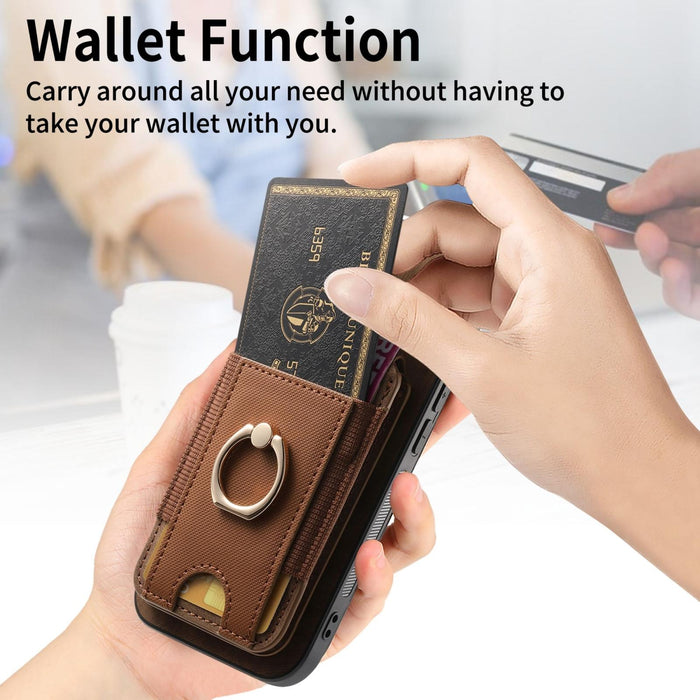 For Iphone 15 Retro Splitable Magnetic Stand Card Bag Leather Phone Case