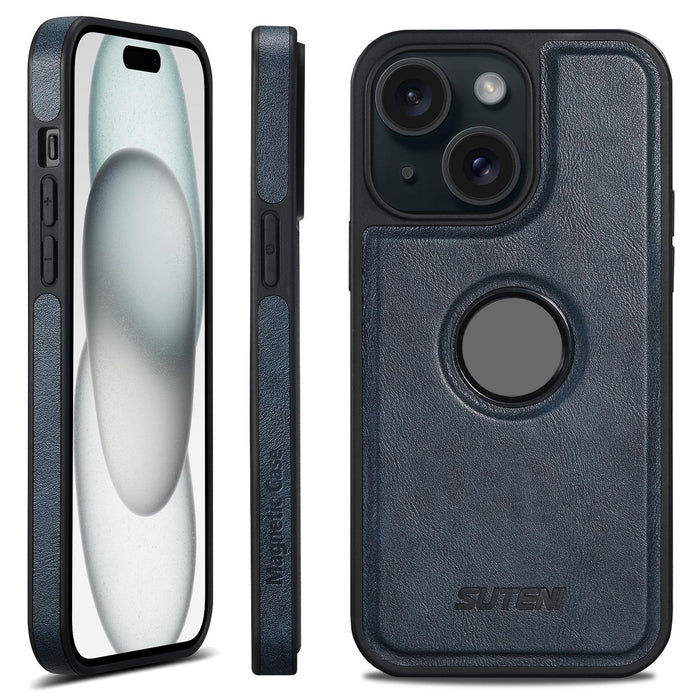 For Iphone 15 Magsafe Leather Back Phone Case