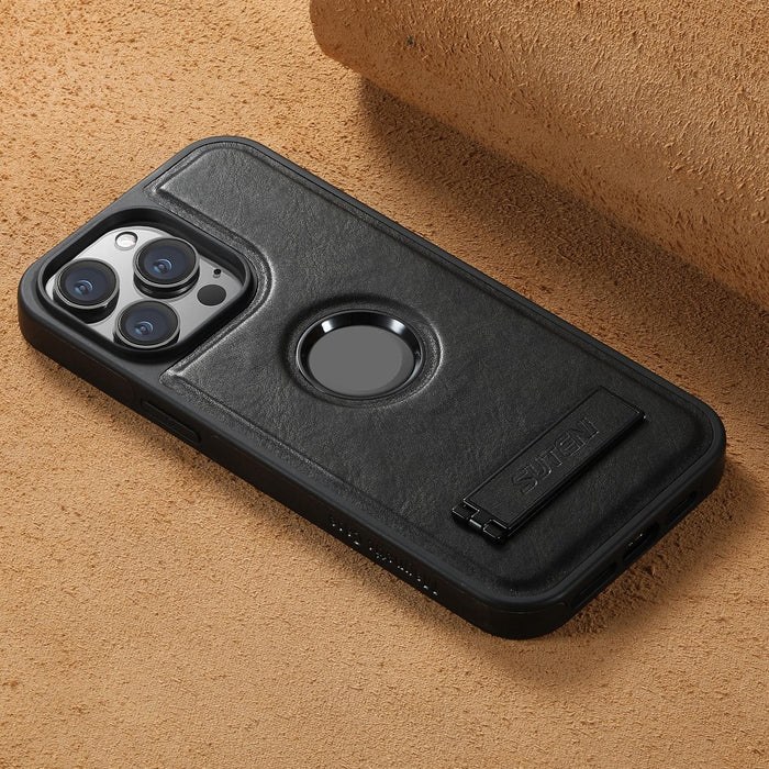 For Iphone 15 Magsafe Oil Wax Leather Back Phone Case With Holder