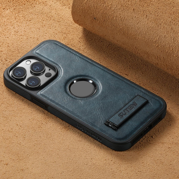 For Iphone 15 Magsafe Oil Wax Leather Back Phone Case With Holder