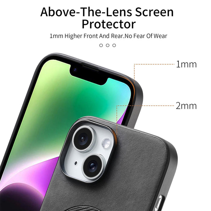 For Iphone 15 Solid Colour Retro Magsafe Pu Back Cover Phone Case