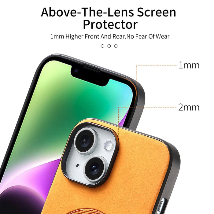 For Iphone 15 Solid Colour Retro Magsafe Pu Back Cover Phone Case