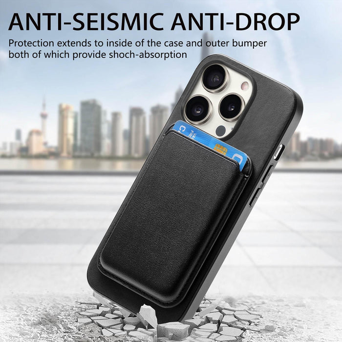 For Iphone 15 Retro Magsafe Card Bag Pu Back Cover Phone Case