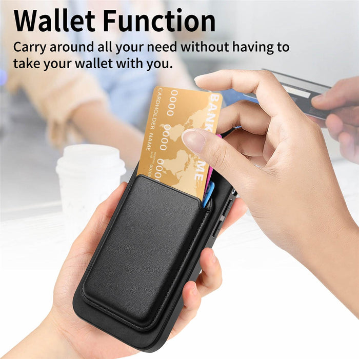 For Iphone 15 Retro Magsafe Card Bag Pu Back Cover Phone Case