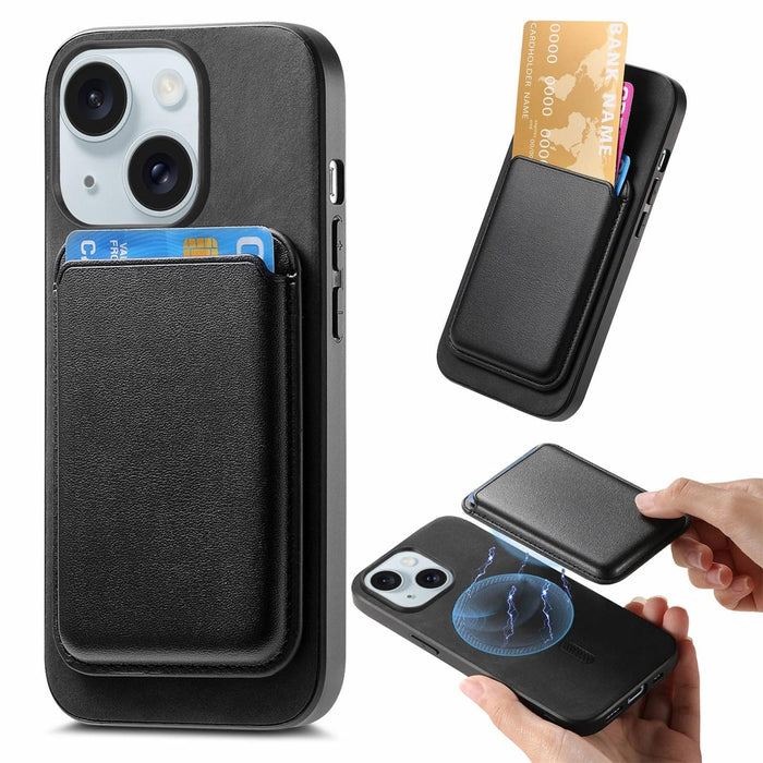 For Iphone 15 Retro Magsafe Card Bag Pu Back Cover Phone Case