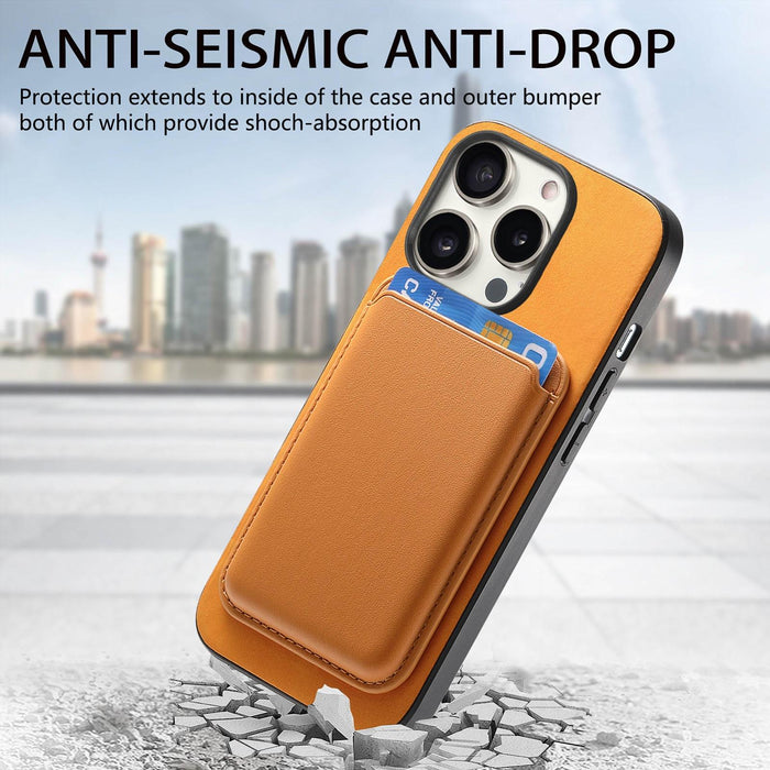 For Iphone 15 Retro Magsafe Card Bag Pu Back Cover Phone Case