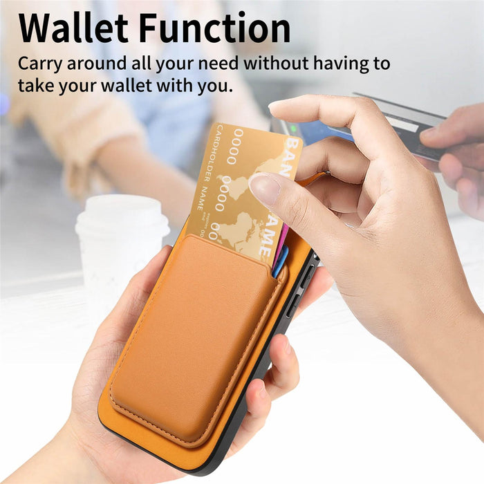 For Iphone 15 Retro Magsafe Card Bag Pu Back Cover Phone Case