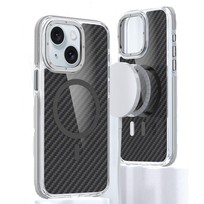 For Iphone 15 Magsafe Dual-Colour Carbon Fiber Phone Case