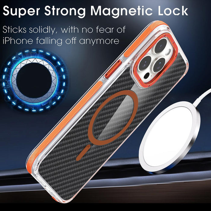 For Iphone 15 Magsafe Dual-Colour Carbon Fiber Phone Case