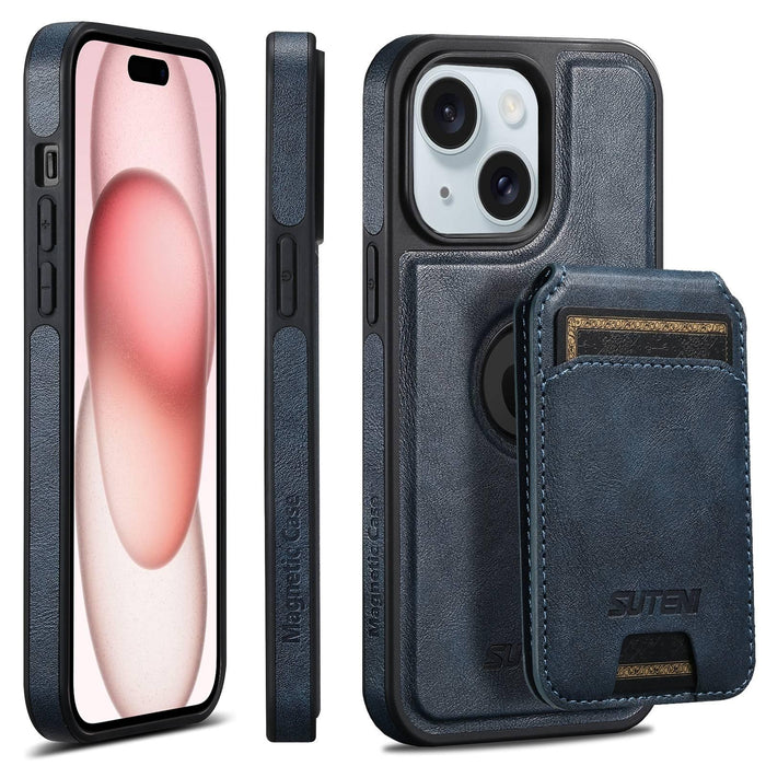 For Iphone 15 Oil Wax Magsafe Horizontal Card Bag Phone Case