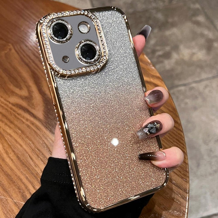 For Iphone 15 Diamond Gradient Glitter Tpu Phone Case