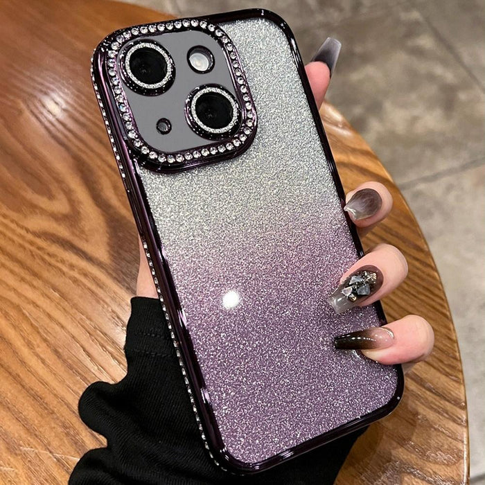 For Iphone 15 Diamond Gradient Glitter Tpu Phone Case