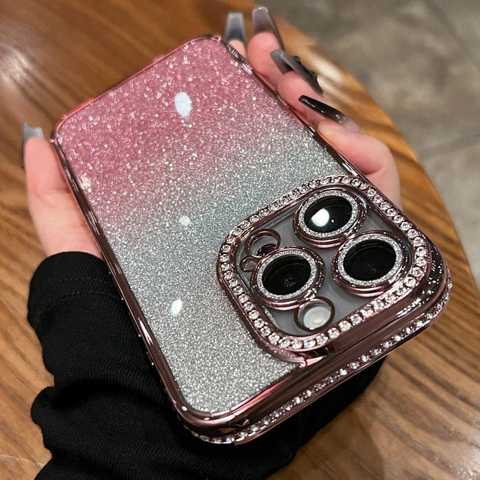 For Iphone 15 Diamond Gradient Glitter Tpu Phone Case