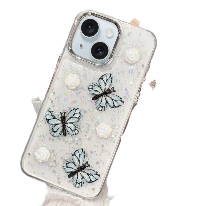 For Iphone 15 Glitter 3D Butterfly Tpu Phone Case