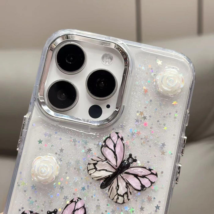 For Iphone 15 Glitter 3D Butterfly Tpu Phone Case