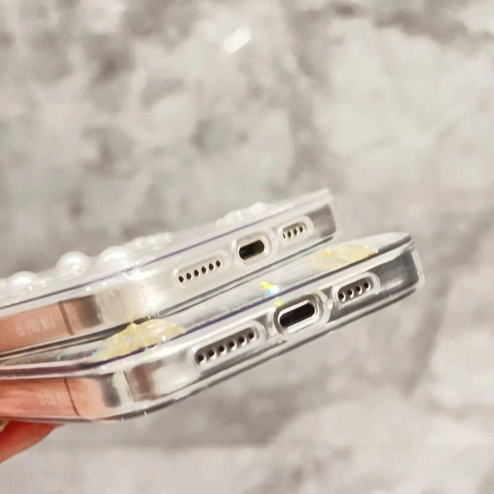 For Iphone 15 Glitter Pearl Butterfly Tpu Phone Case Pearl Butterfly