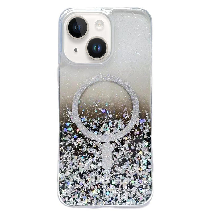 For Iphone 15 Gradient Glitter Magsafe Pc Hybrid Tpu Phone Case