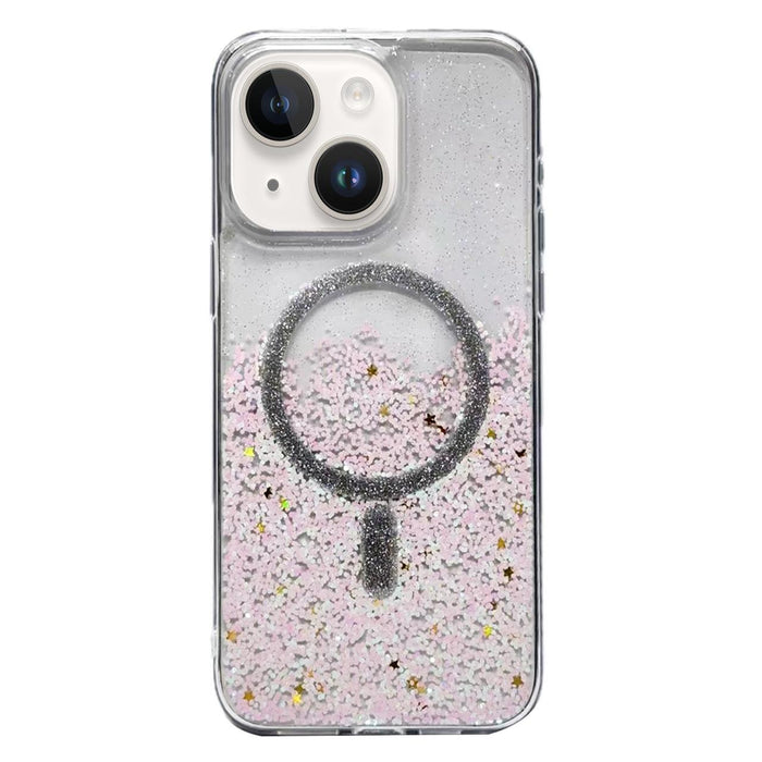 For Iphone 15 Gradient Glitter Magsafe Pc Hybrid Tpu Phone Case