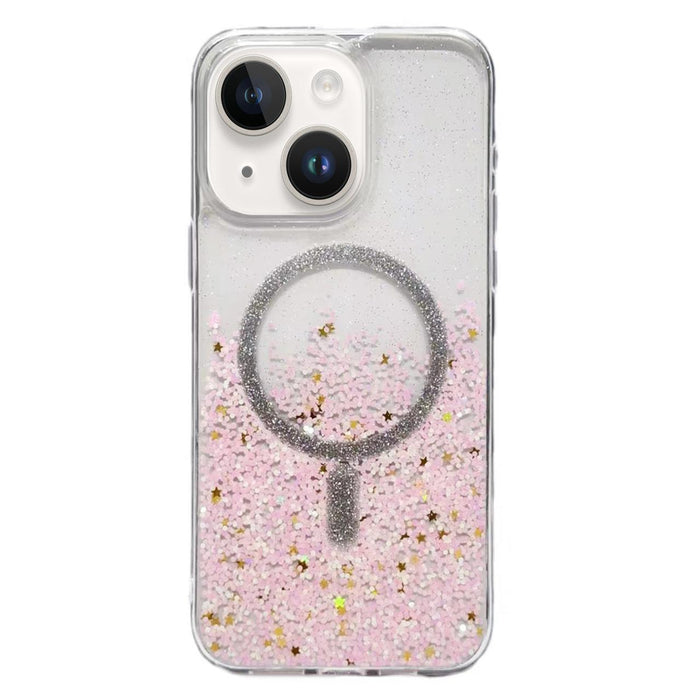For Iphone 15 Gradient Glitter Magsafe Pc Hybrid Tpu Phone Case