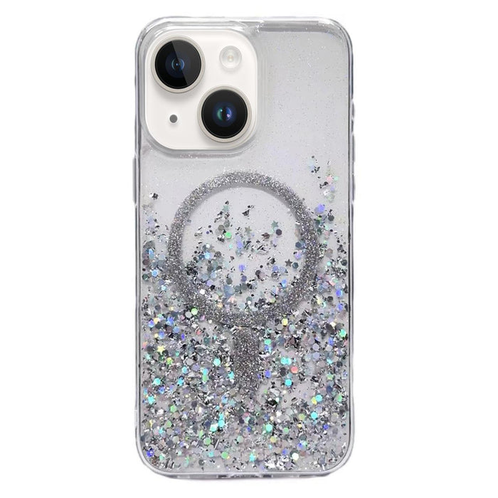 For Iphone 15 Gradient Glitter Magsafe Pc Hybrid Tpu Phone Case