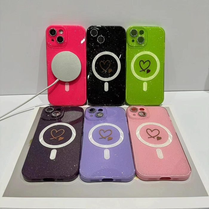 For Iphone 15 Love Magsafe Glitterjelly Tpu Phone Case