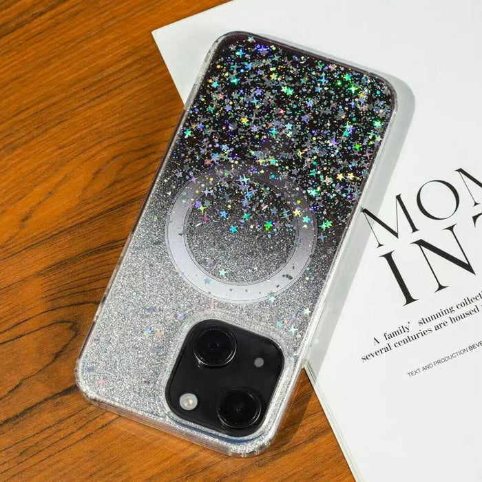 For Iphone 15 Gradient Glitter Starry Magsafe Phone Case