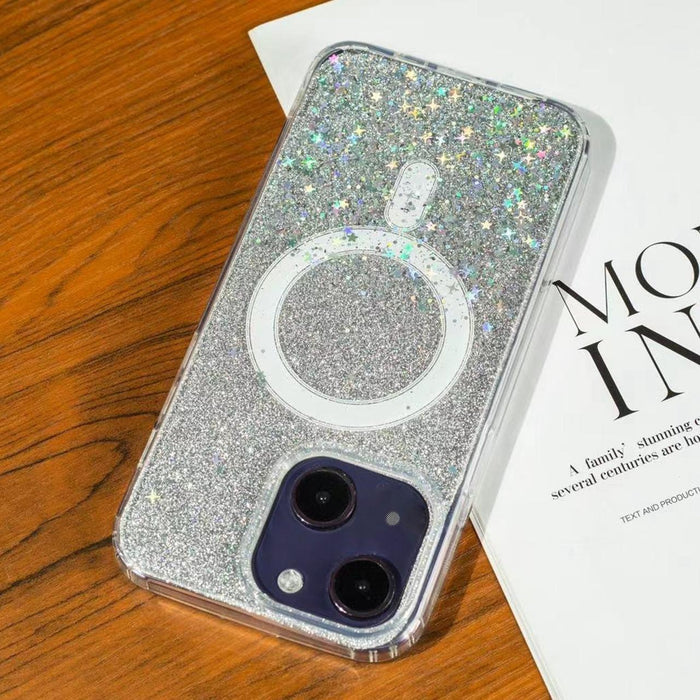 For Iphone 15 Gradient Glitter Starry Magsafe Phone Case