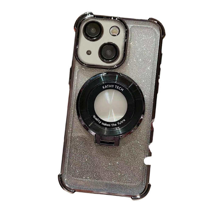 For Iphone 15 Invisible Holder Gradient Glitter Magsafe Phone Case