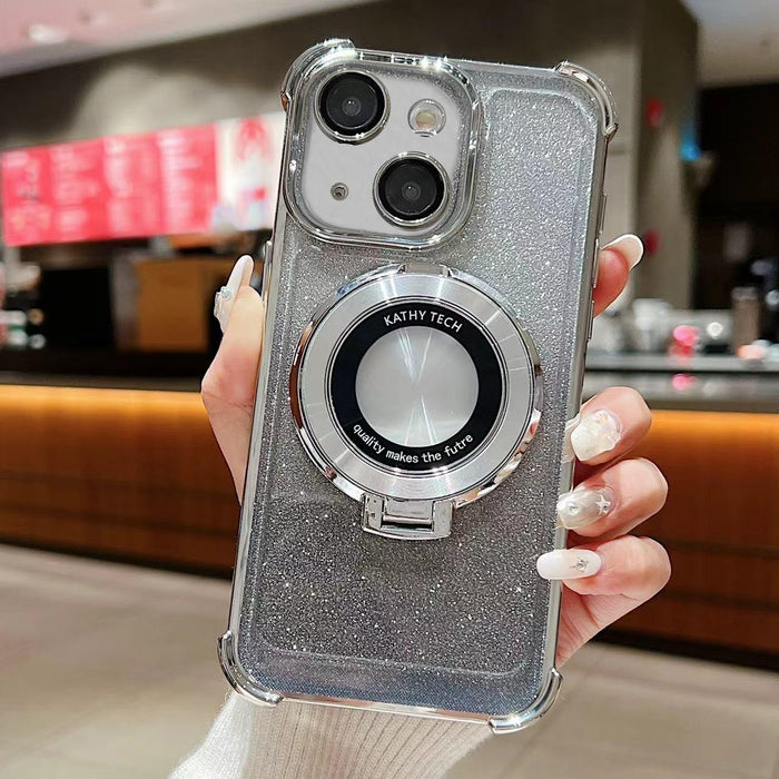 For Iphone 15 Invisible Holder Gradient Glitter Magsafe Phone Case