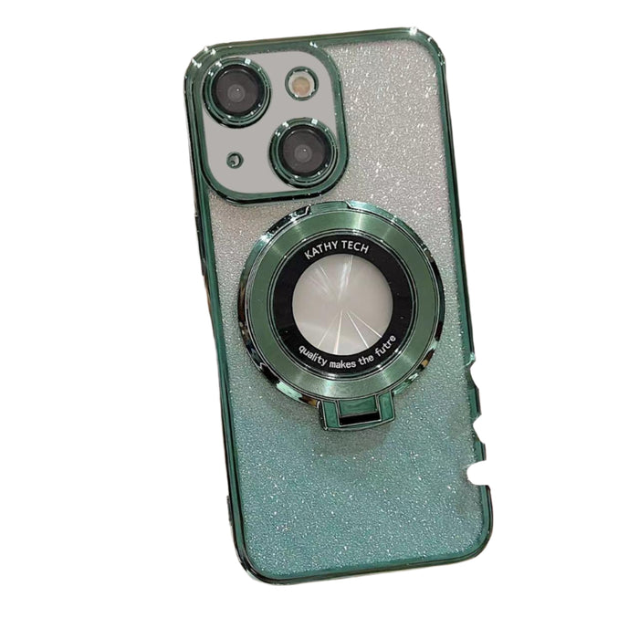 For Iphone 15 Electroplated Holder Gradient Glitter Magsafe Phone Case