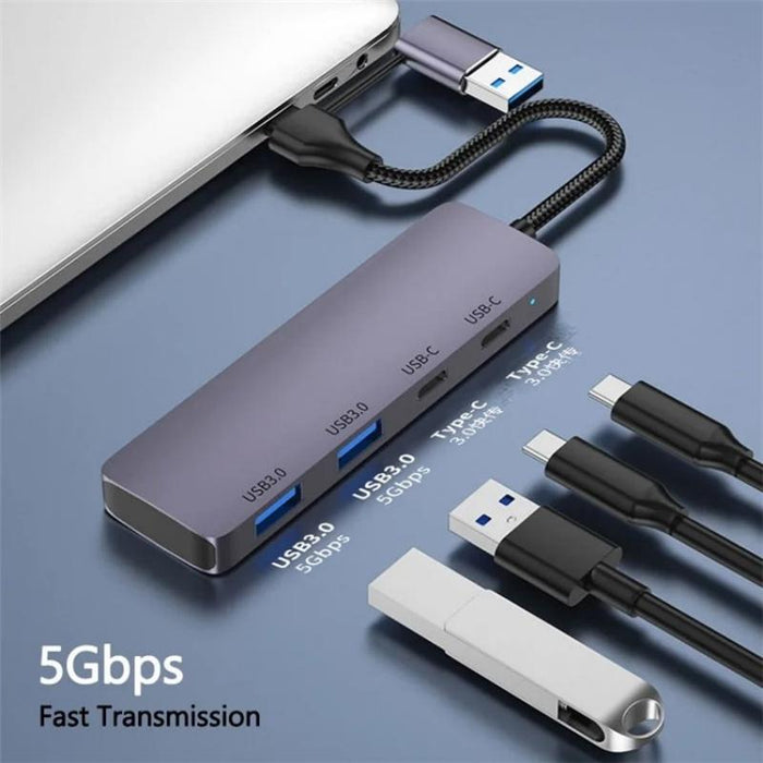 2-In-1 Usb 3.0 + Type-C Hub Docking Station