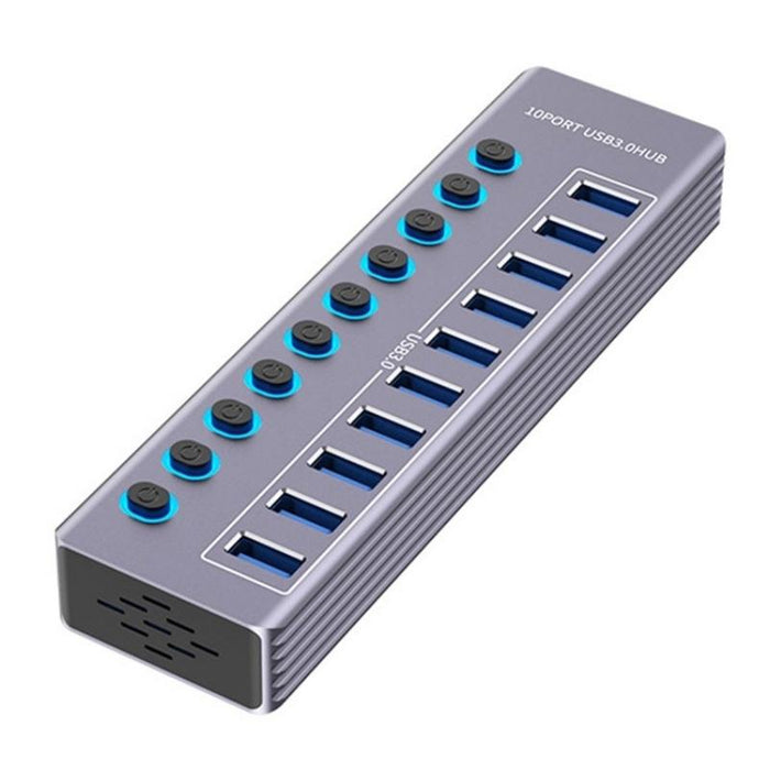 10-In-1 Usb 3.0 Extension Hub With Power Charging & Switch