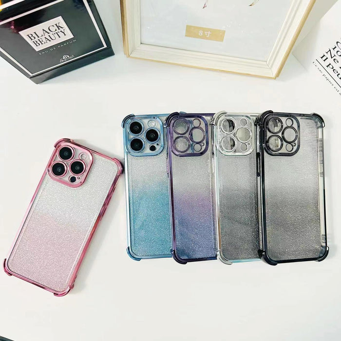 For Iphone 15 Electroplated Glitter Four-Corner Shockproof Space Tpu Phone Case