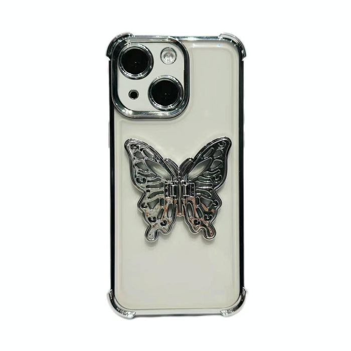 For Iphone 15 Electroplated 3D Butterfly Holder Tpu Phone Case