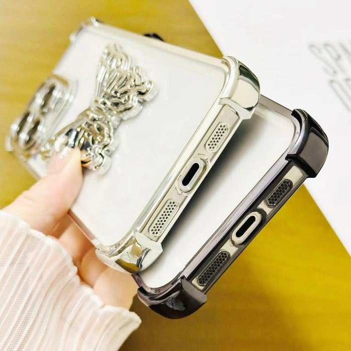 For Iphone 15 Electroplated 3D Butterfly Holder Tpu Phone Case