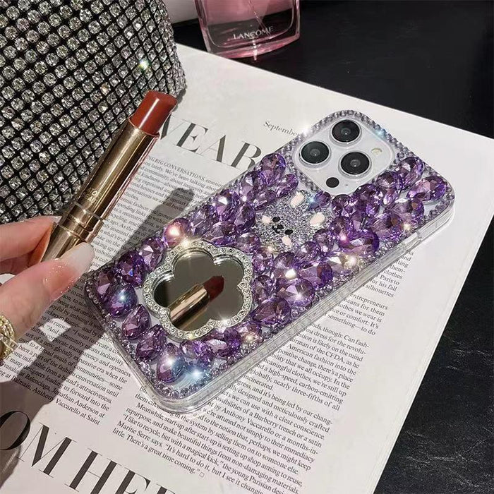 For Iphone 15 Diamond Mirror Bunny Handmade Pc Phone Case