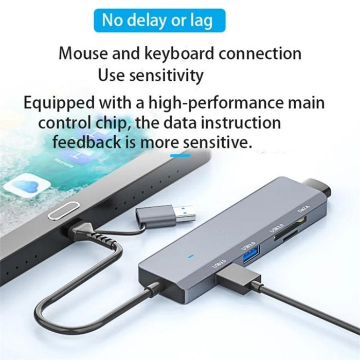 2-In-1 Type-C + Usb Hub With 3 Usb 3.0 + Sd / Tf Slots