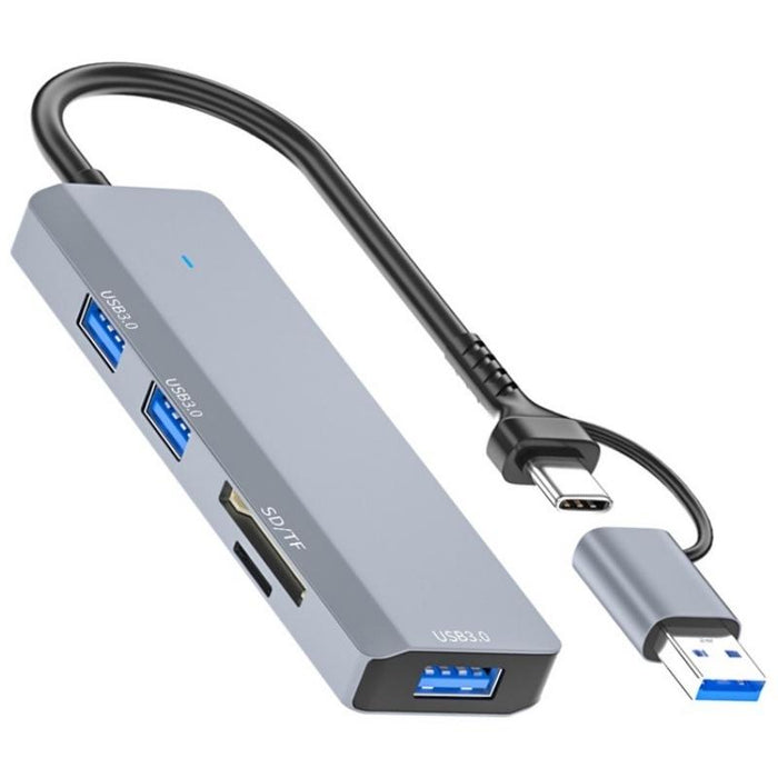 2-In-1 Type-C + Usb Hub With 3 Usb 3.0 + Sd / Tf Slots