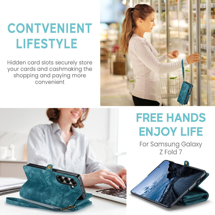 For Samsung Galaxy Z Fold7 5G Detachable Multifunctional Leather Phone Case