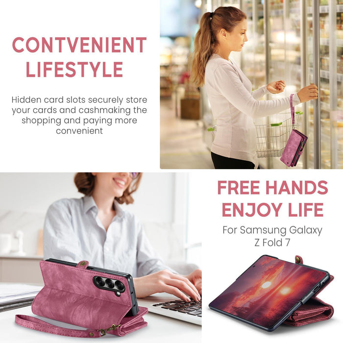 For Samsung Galaxy Z Fold7 5G Detachable Multifunctional Leather Phone Case