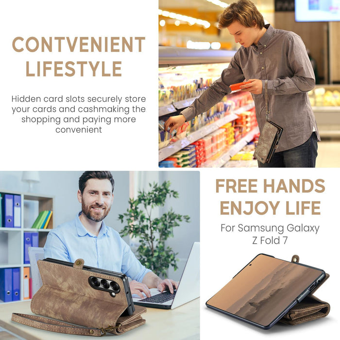 For Samsung Galaxy Z Fold7 5G Detachable Multifunctional Leather Phone Case