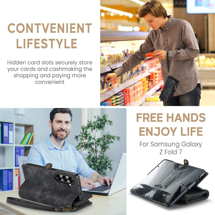 For Samsung Galaxy Z Fold7 5G Detachable Multifunctional Leather Phone Case