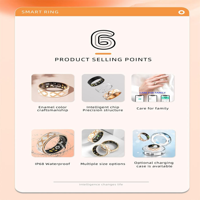 Smart Ring R10M Size 13 Heart Rate / Blood Oxygen / Sleep Monitoring Rose Gold