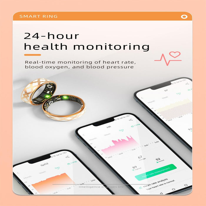 Smart Ring R10M Size 13 Heart Rate / Blood Oxygen / Sleep Monitoring Rose Gold