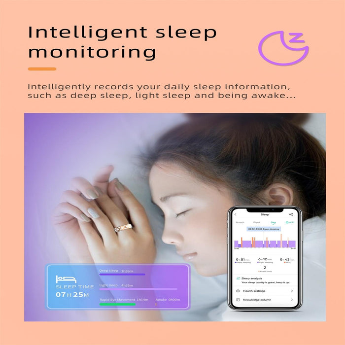 Smart Ring R10M Size 13 Heart Rate / Blood Oxygen / Sleep Monitoring Rose Gold