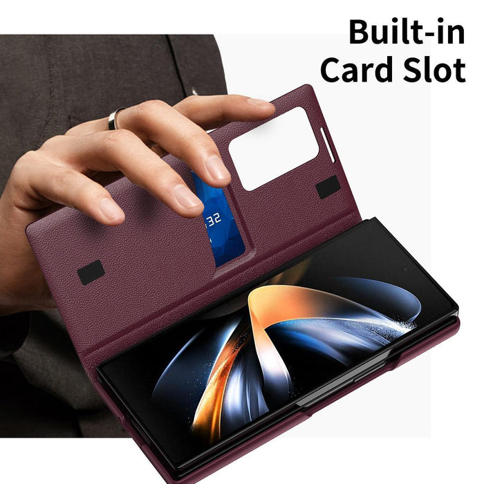 For Samsung Galaxy Z Fold7 5G Leather Phone Case With Smart View Window & Card Slot