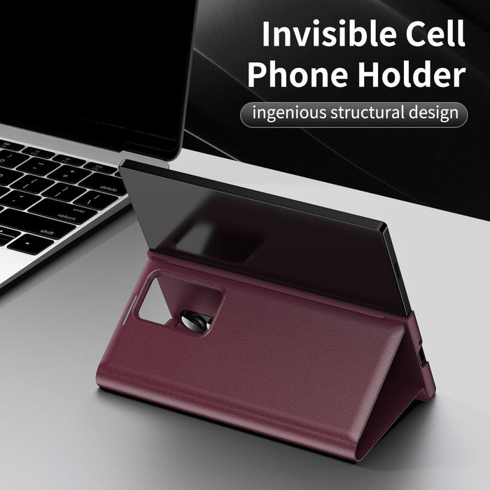 For Samsung Galaxy Z Fold7 5G Leather Phone Case With Smart View Window & Card Slot