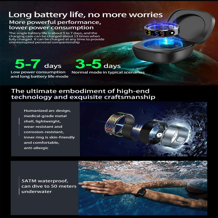 Smart Ring R12 Size 8 Heart Rate Blood Oxygen Sleep Sports